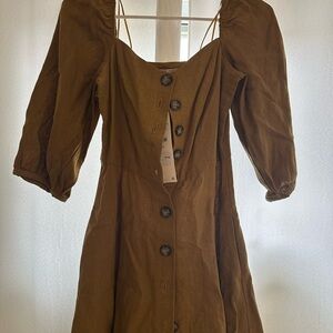Elegant Brown Button-Up Dress